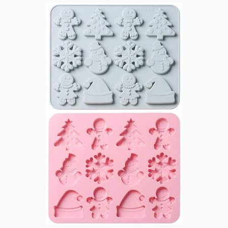 

2 Pcs Christmas Cake Molds Silicone Snowflake Gingerbread Man Candy Mold Cupcake Topper Decorating Tools 3D Chocolate Mold Gum Paste Fondant Mould with 12-Cavity for Xmas Party Supplies Decorations