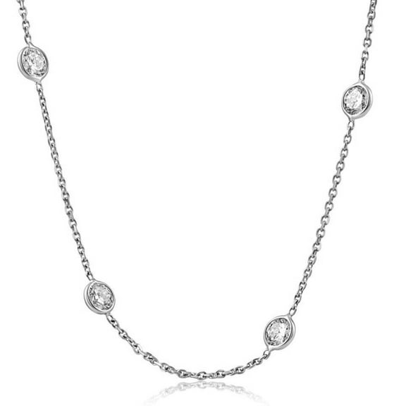 Pompeii 4Ct Diamonds By The Yard Necklace 14K White Gold Lab Grown Station Pendant