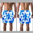 thumbnail image 3 of luoweisi Men's Beach Shorts Quick Dry Swim Trunks with Mesh Lining Blue and White Geometry L, 3 of 5