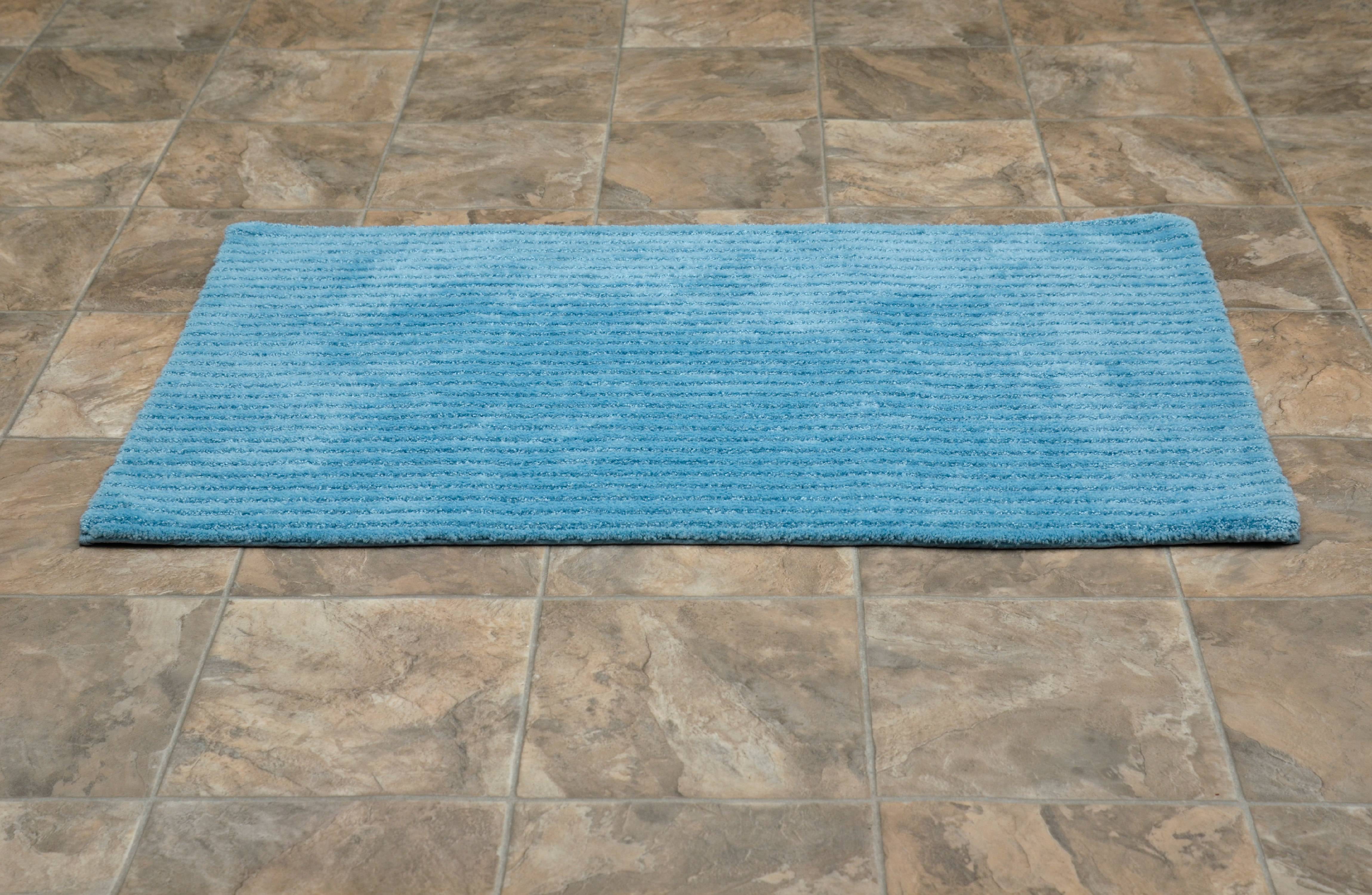 Garland Rug Sheridan 24 in. x 40 in. Plush Washable Nylon Bath Rug Basin Blue