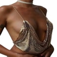 thumbnail image 4 of Women Sling Metal Sequins Halter Back Shirt Cushion with Adjustable V-Neck Halter Sling Top, 4 of 6