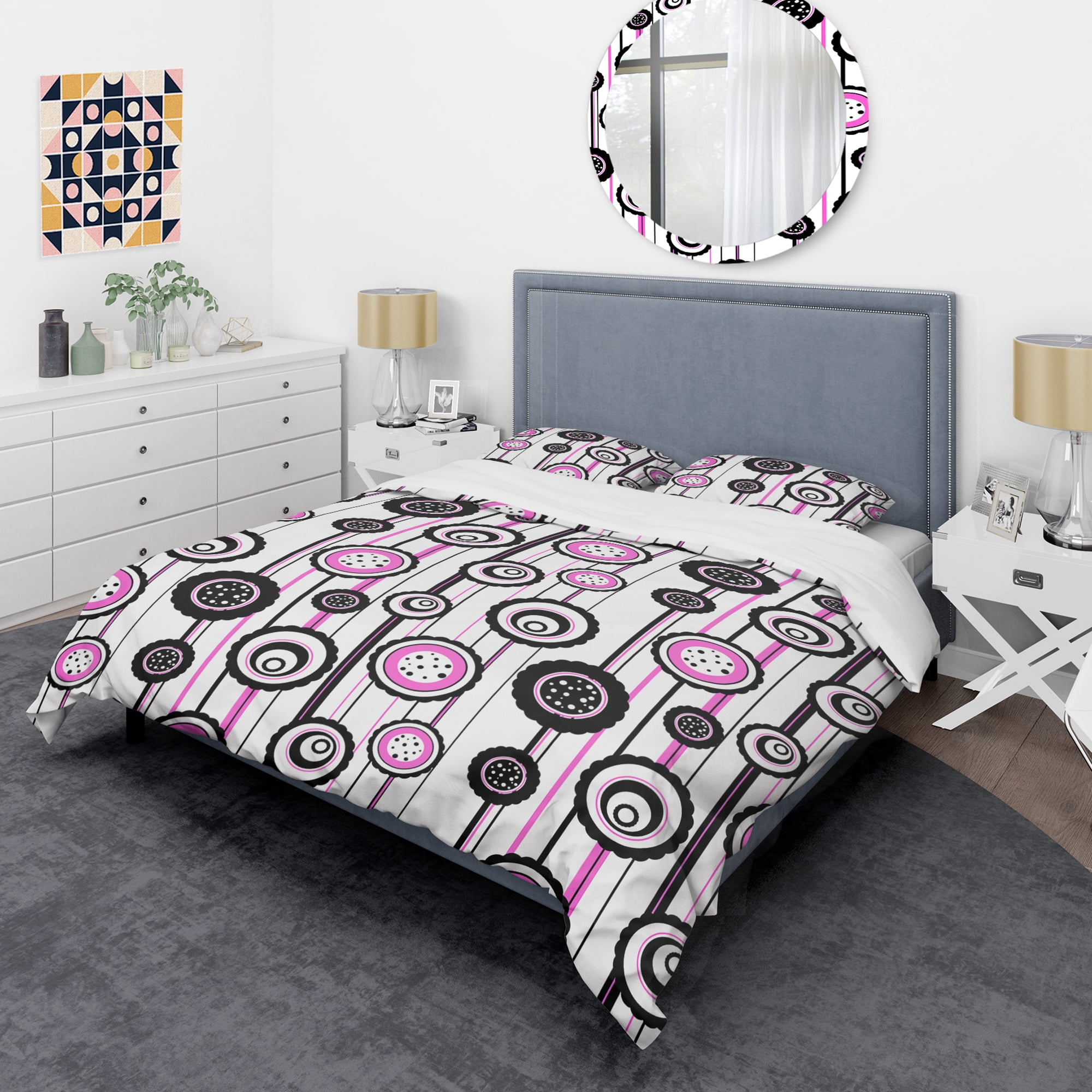 Designart 'Circular Retro Pattern I' Mid-Century Modern Duvet Cover Set