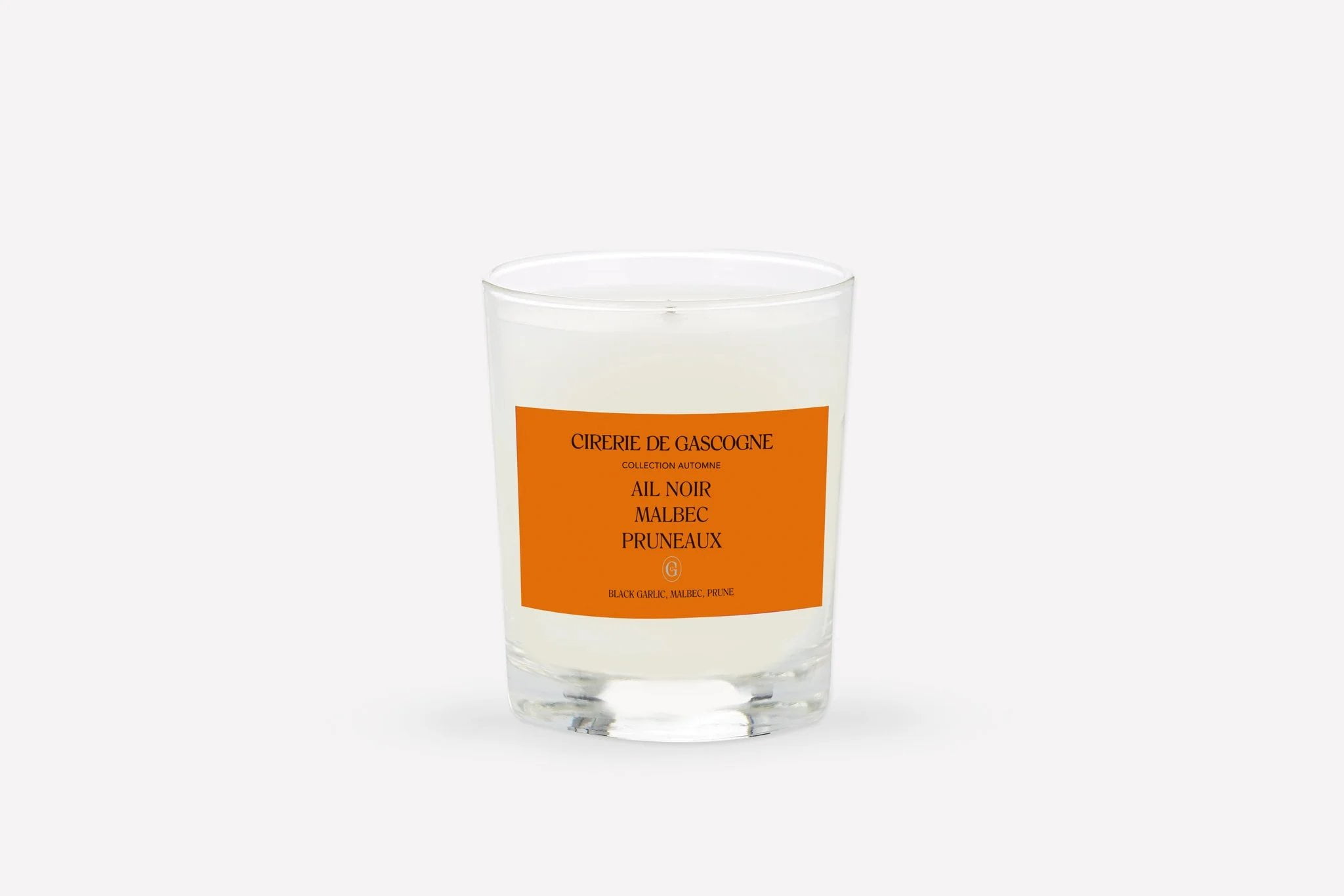 Cirerie de Gascogne Black Garlic, Malbec, Prune Blend Candle, Cirerie de Gascogne Scented Candle in Orange, Handmade Candle in Glass Jar Ail Noir, Malbec, Pruneaux