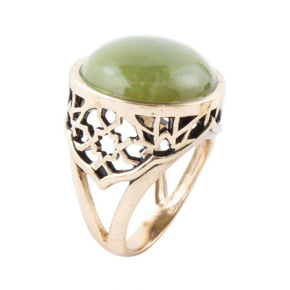 Green Canadian Jade Golden Statement Ring