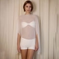 thumbnail image 4 of Women's Sheer Chiffon Cape Shawl & Poncho Cover Up AURORADY Off Shoulder See Through Beachwear Shrug, Lightweight Mesh Capelets for Evening Dress Wedding Party 2026 White S Wraps, 4 of 6