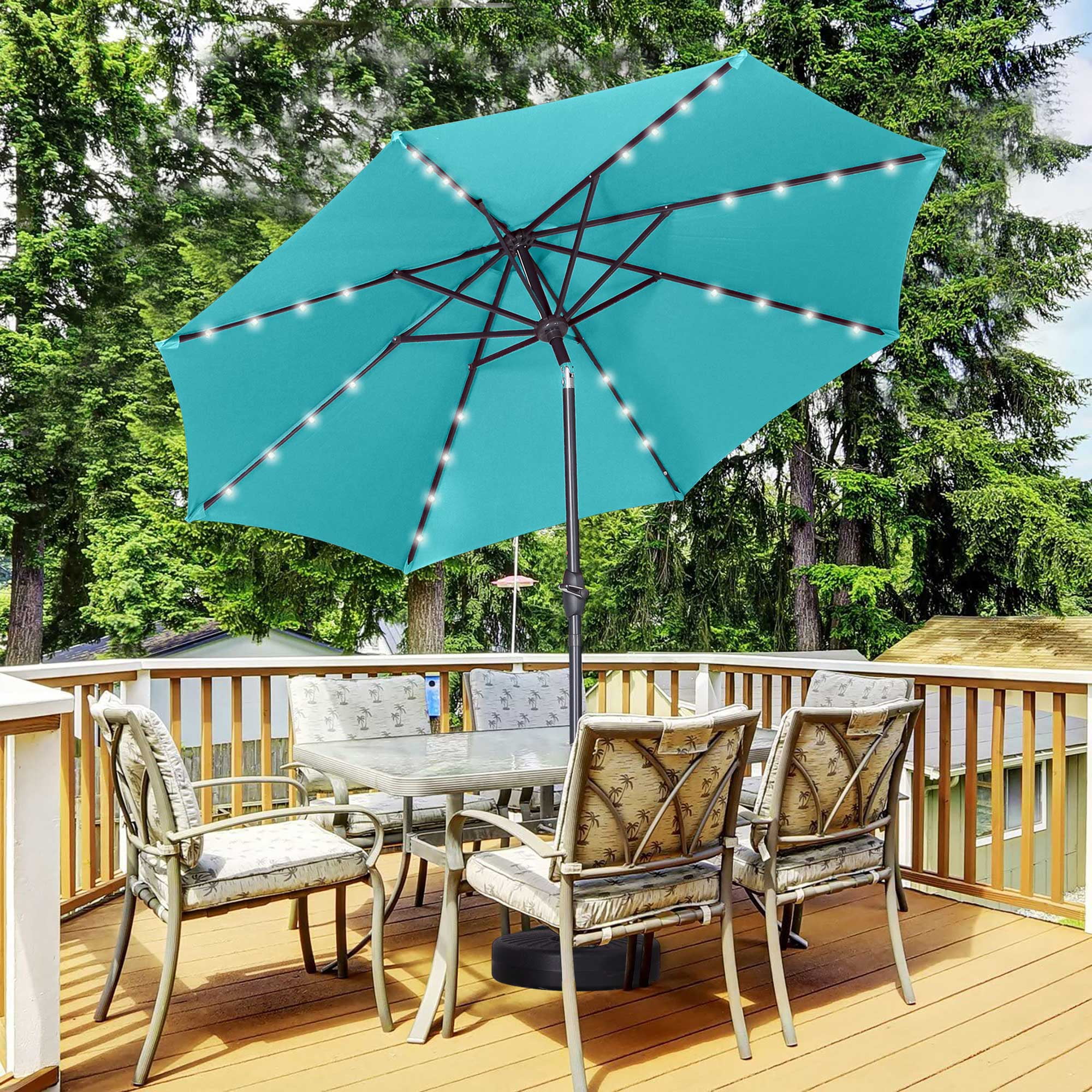 Autlaycil 9ft Patio Solar Umbrella W/ Tilt and Crank, Waterproof and