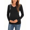 thumbnail image 2 of Women's Long Sleeve Maternity Tops Shirts V Neck Pregnancy Clothes 3-Pack, 2 of 7