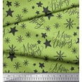 thumbnail image 2 of Soimoi Green Cotton Duck Fabric Star & Snowflakes Text Printed Fabric 1 Yard 42 Inch Wide, 2 of 3
