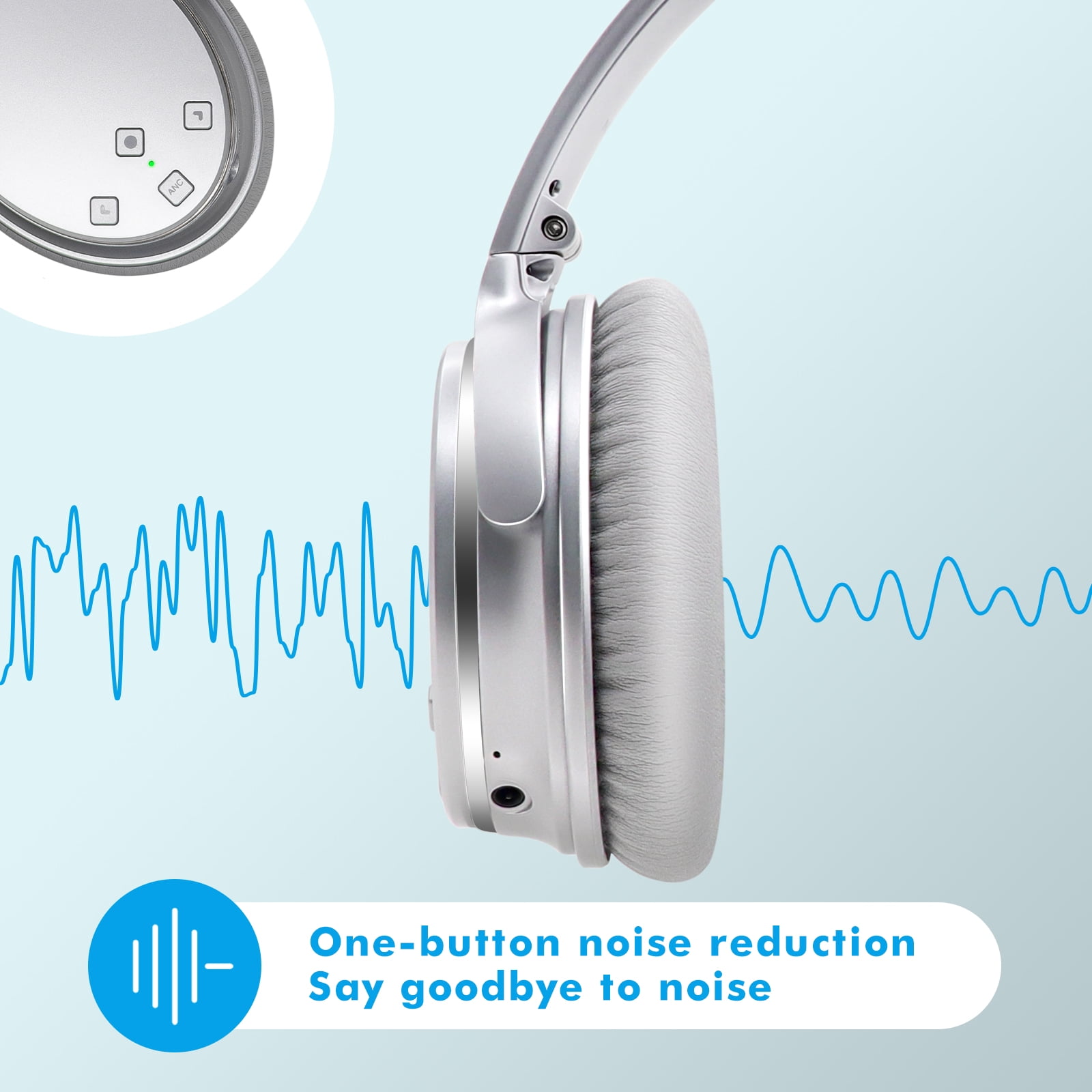 Srhythm NC35 Noise Cancelling Headphones, Wireless Bluetooth 5.3, 50+ Hours Playtime, Over-Ear