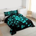 thumbnail image 3 of Homewish Neon Cyan Rectangle Queen Comforter Set for Adult, Chic Abstract Ombre Bedding Sets, Modern Honeycomb Reversible Bedding Comforter Set, Luxury Bedroom Decor, 3 Pieces, 3 of 8