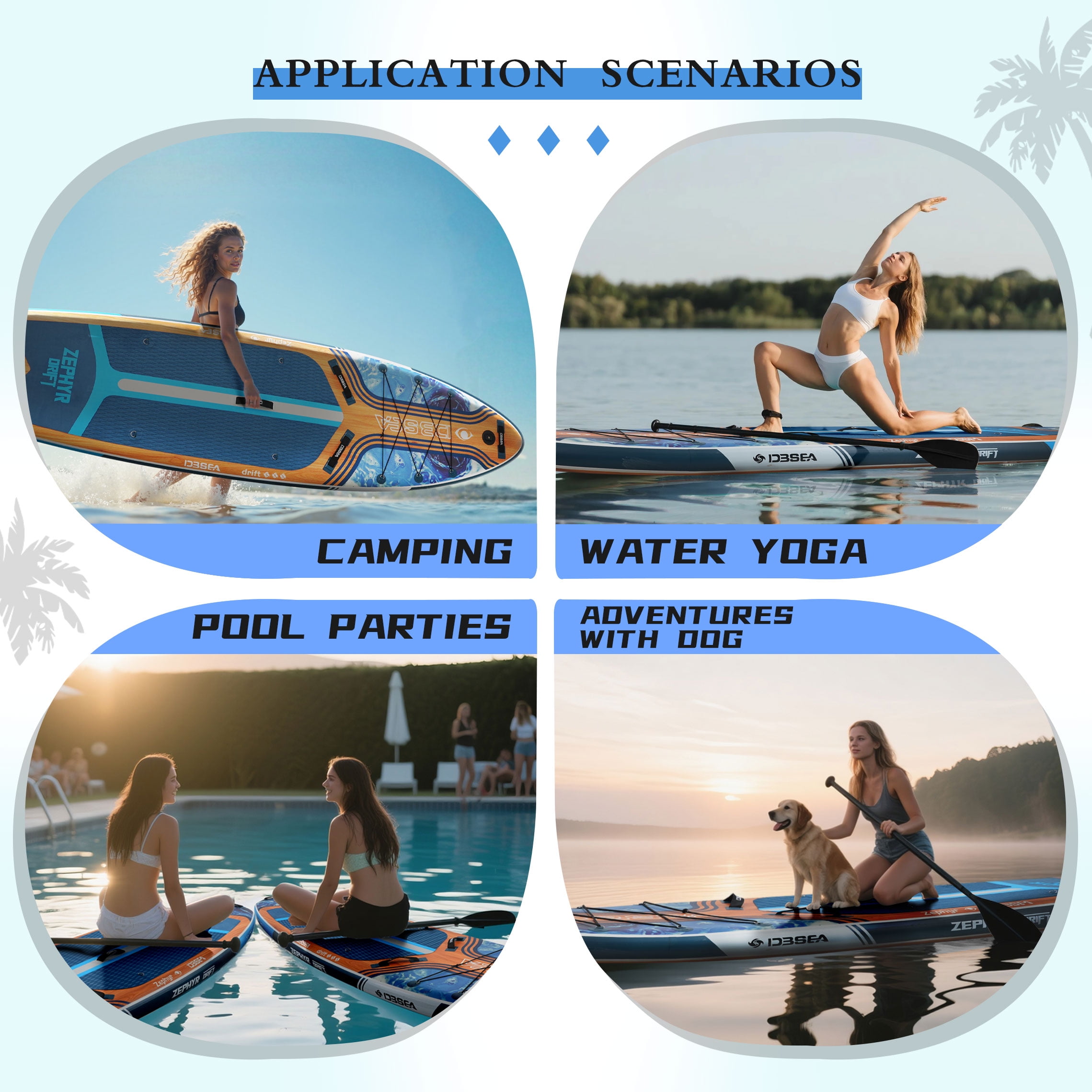 Genreen 11ft Inflatable Paddle Board & Fishing Stand up Paddle Board with Full SUP Accessories