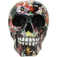 thumbnail image 4 of Ebros Day Of The Dead Black Sugar Skull With Floral Tattoo Cranium Skull Statue, 4 of 4