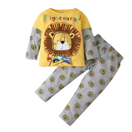 

Lions Print Sweatshirt Tops+Lions Pants Outfits Set