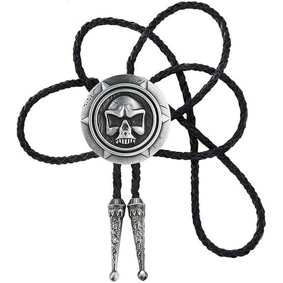 Vintage White Crack Triangle Bolo Tie for Men with Silver Bolo Tie Tips