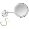 Jerdon 9.5-inch LED Lighted Wall Mount Makeup Mirror with 5x Magnification, Chrome Finish- Model HL1016CL