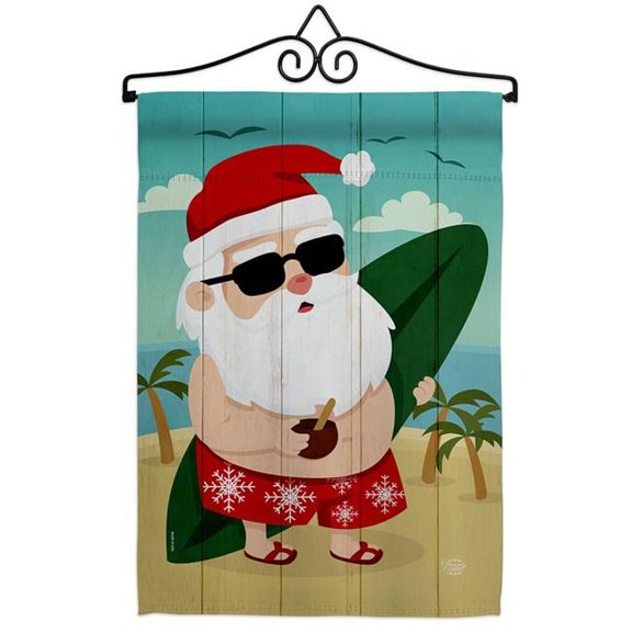 Ornament Collection GS190017-BO-02 13 x 18.5 in. Santa Vacation Garden Flag Set for Wintertime Christmas Double-Sided Decorative Vertical Flags & House Decoration Banner Yard Gift