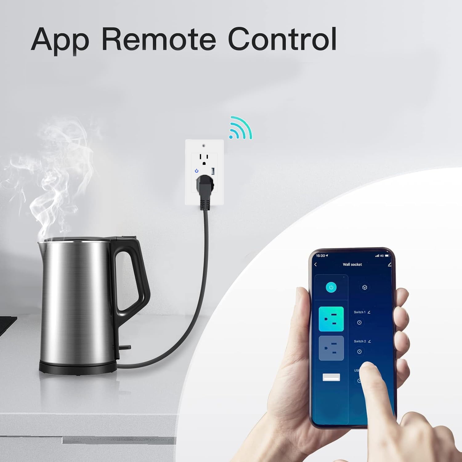 2 Pack,White，Zigbee 3.0 Smart Wall Socket, 118mm Wall Plug, 16A Plug Work with Home Assistant, Alexa, Google Home,Zigbee2MQTT,Smart Socket, Smart Home Automation, Remote Control, Timer