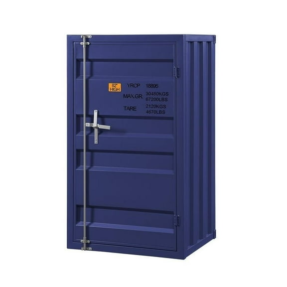 Bowery Hill Industrial Contemporary Metal Chest with 1 Door in Blue
