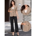 thumbnail image 2 of DARING DIVA Women's Short Sleever Notched Lapel Button Down Blazer Jacket XS Camel, 2 of 7