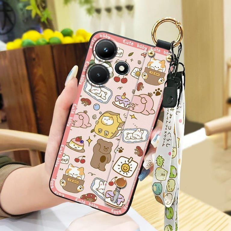 Lulumi Phone Case For infinix X669 Hot30i X669D C ring Silicone mobile case cell phone case Phone Holder phone cover Wristband Cute Wrist Strap cell phone sleeve Durable phone case Lanyard Walmart