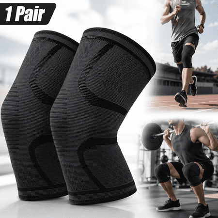 Siisll Knee Brace, 1 Pair Knee Compression Sleeve Support for Men Women, Knee Pads for Knee Pain, Running, Basketball, Workout, Sports, Meniscus Tear, Arthritis, Joint Pain Relief (m, Black)