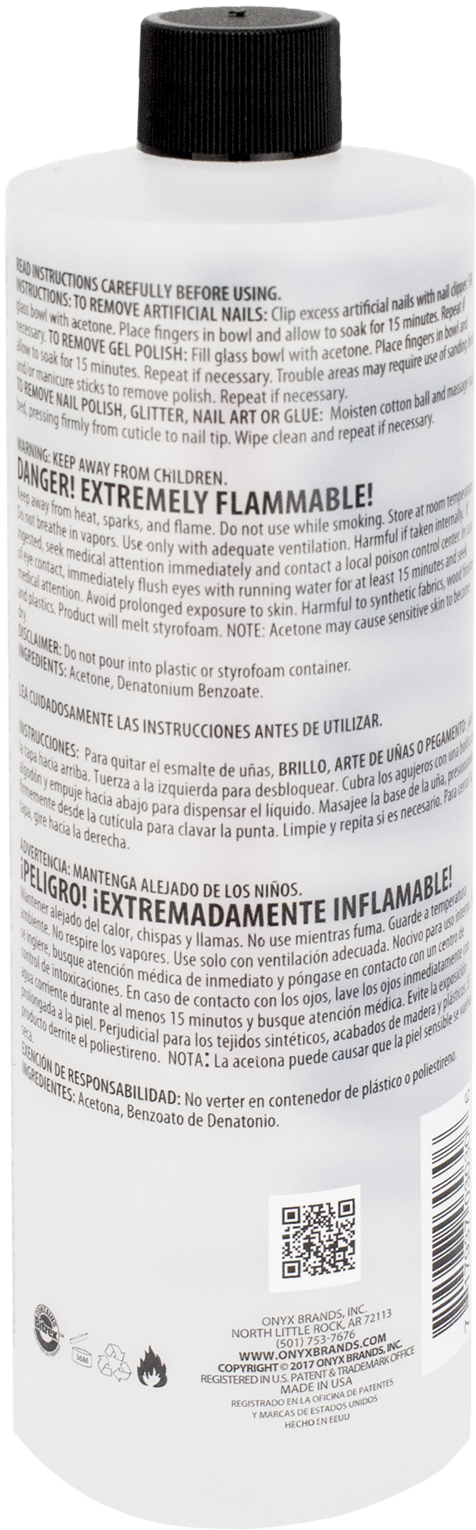 Onyx Professional Nail Polish Remover 100 Pure Acetone Walmart Com Walmart Com