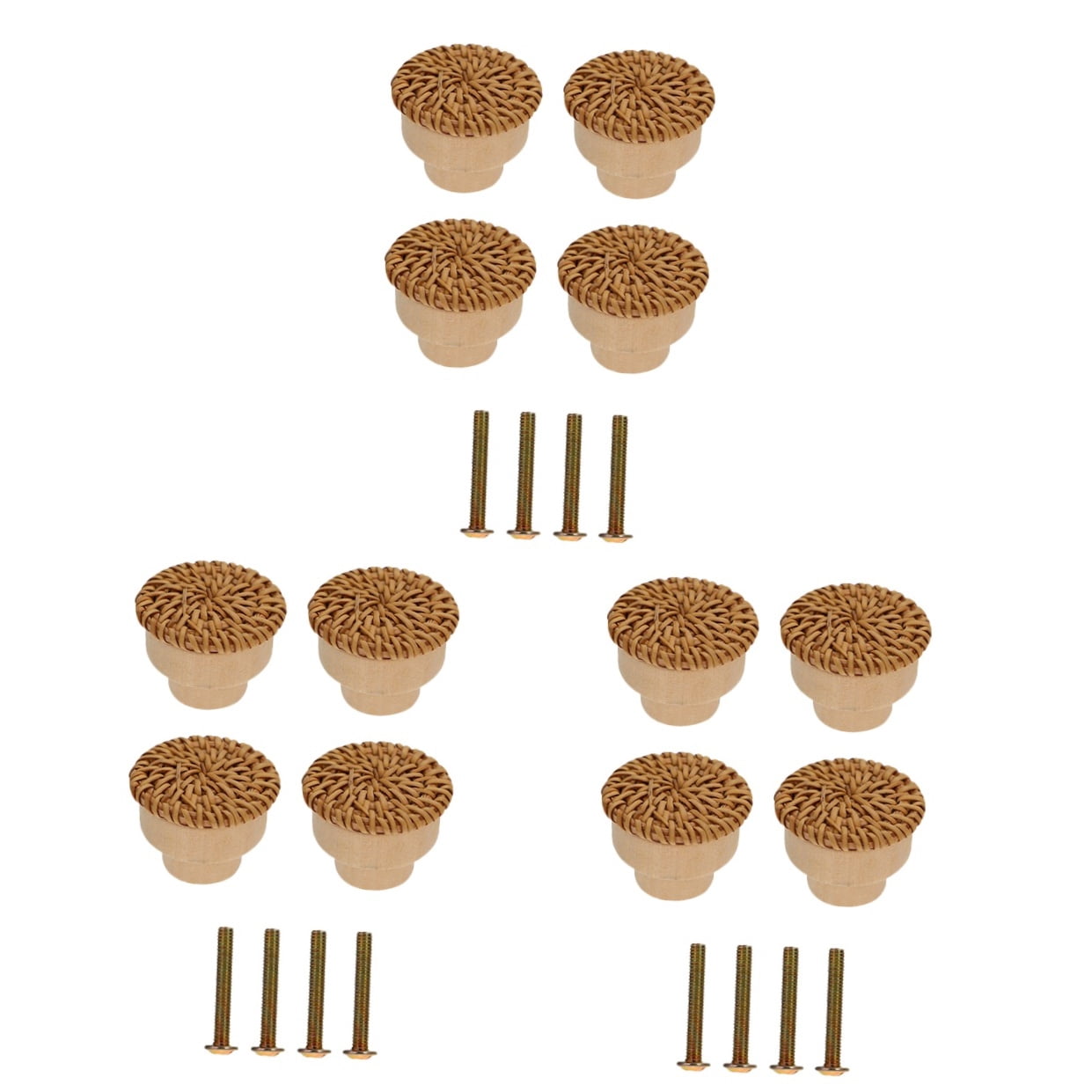 3 Count Cabinet Door Handles Bamboo Small Dresser Knobs Round