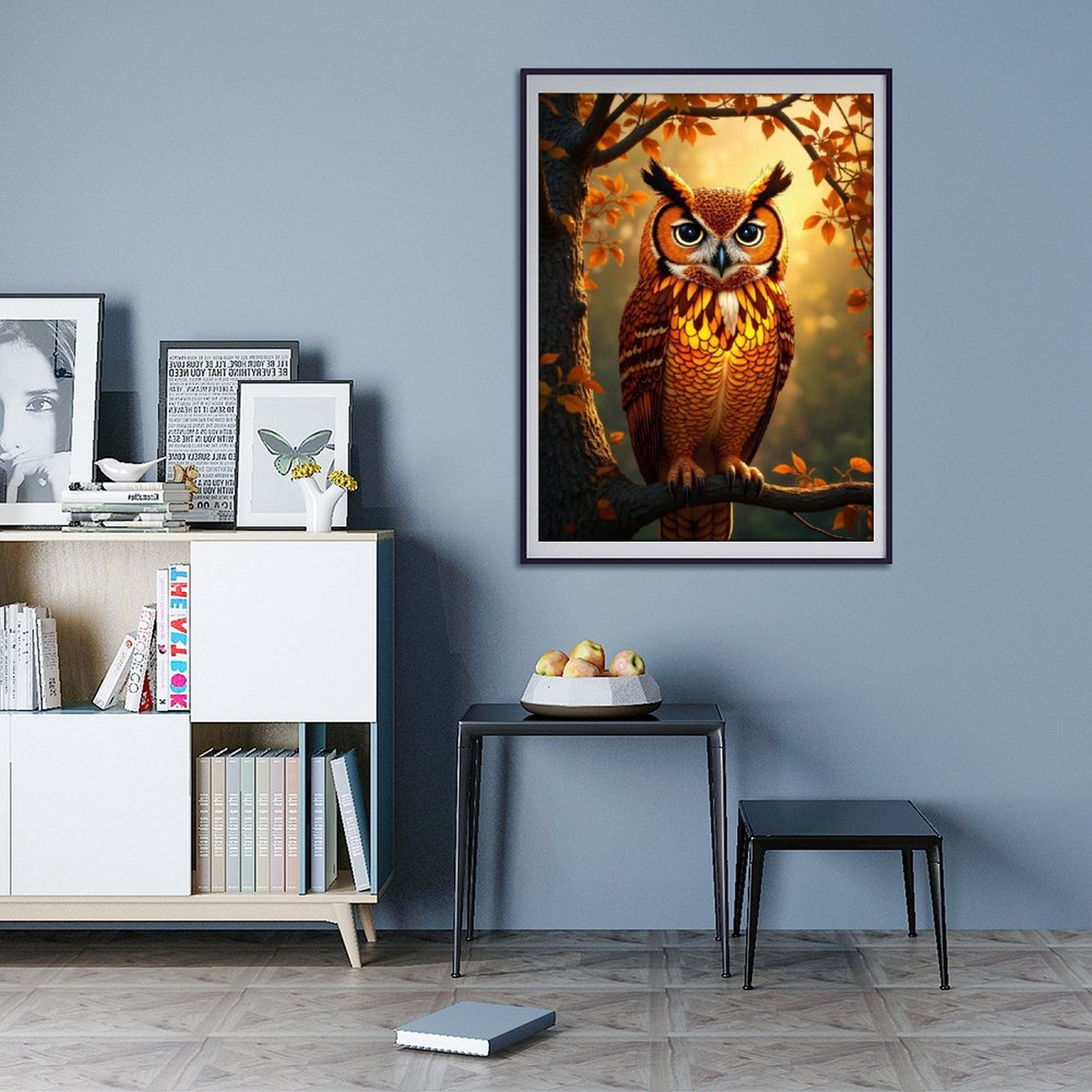 Diamond Art Kit for Adults, Autumn Owl Illuminated Forest Scene Diamond Painting for Adults Beginners, DIY Diamond Art Painting Kits, 5D Diamond Painting Crafts for Home Decor 12x16 Frameless