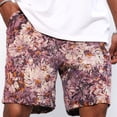 thumbnail image 4 of Men's Floral Print Drawstring Waist Shorts Summer Vacation Shorts with Pockets Purple 2XL, 4 of 8