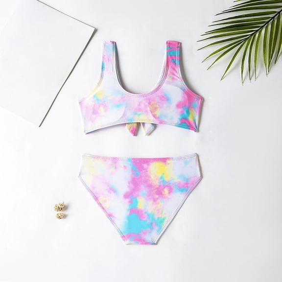 Vedolay Girls Swimsuit Swimsuit Sport High Waist Bikini Set Bathing Suit Little Girl Swim Suit,Pink 6-8 Years