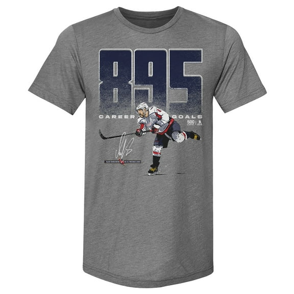 Men's 500 Level Alexander Ovechkin Gray Washington Capitals NHL All-Time Leading Goal Scorer Tri-Blend Bold T-Shirt