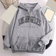 thumbnail image 5 of Godom Women Zip Up Hooded Sweatshirt Ladies Letter Print Long Sleeve Casual Loose Lightweight Jacket wih Pockets, 5 of 7