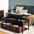 HYHOME Lift Top Coffee Table with Drawers Multifunctional Pop-up ...