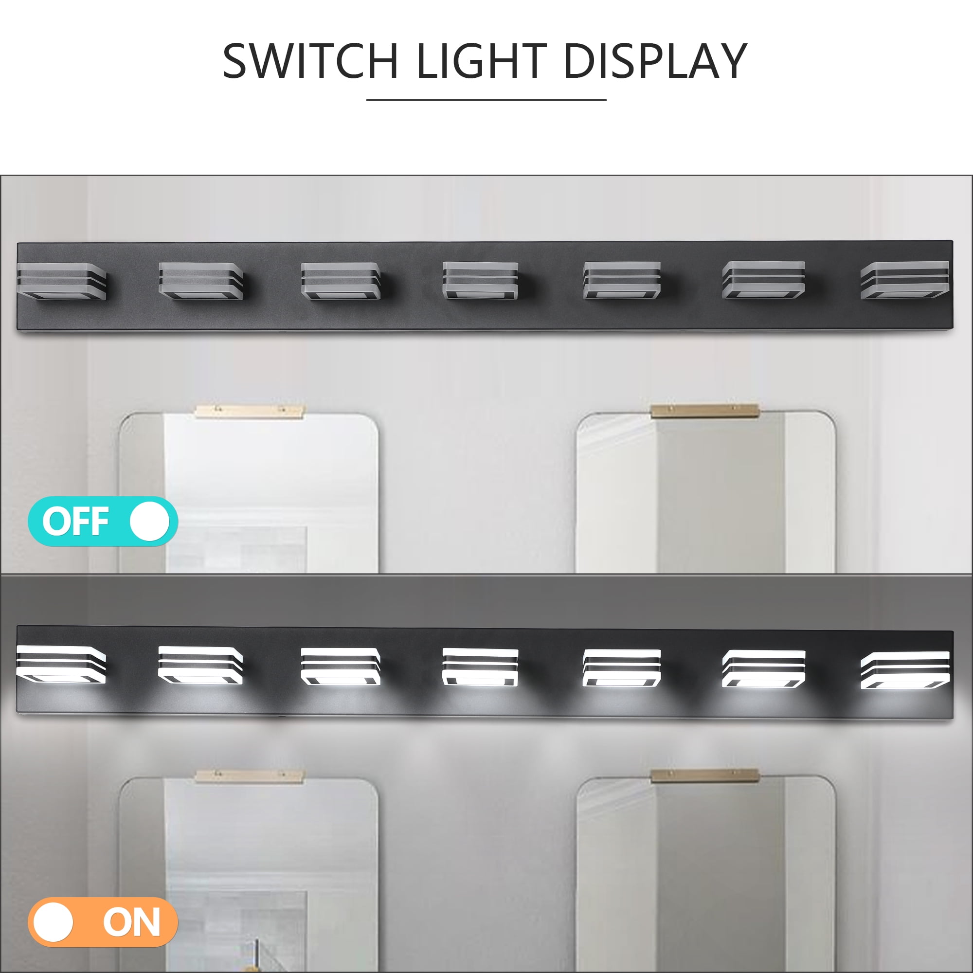 Miniyam LED Bathroom Vanity Light, 7-Light Modern Wall Lighting Fixtures over Mirror (Cool White)