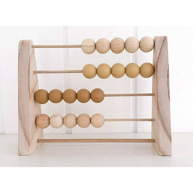 Wood Abacus Toy Beads Counting Playthings Simple Design Early Toys for Education Math Learning Toys Educational Prop Home Decoration Yellow