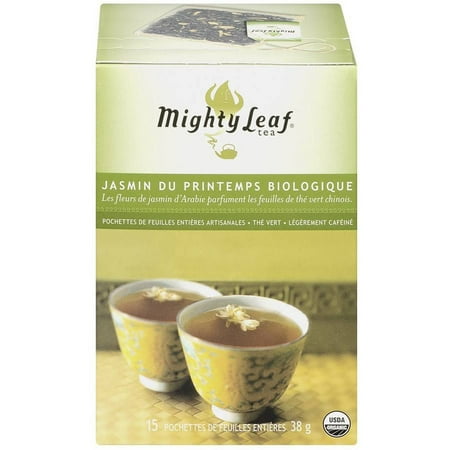 Mighty Leaf Tea Thé Vert Printemps bio jasmin Artisan feuilles entières Pouches, 15 nombre, 1,34 oz (Pack de 3)