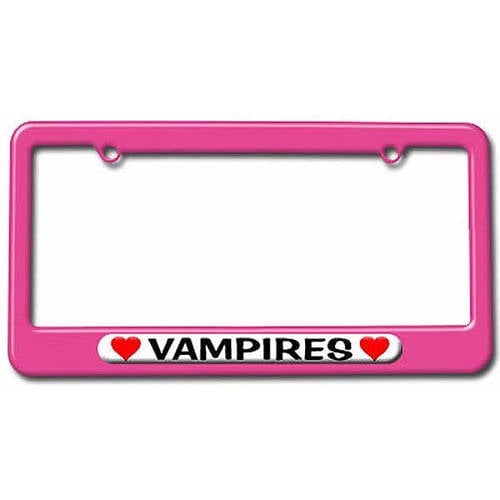 Vampires Love with Hearts License Plate Tag Frame, Multiple Colors