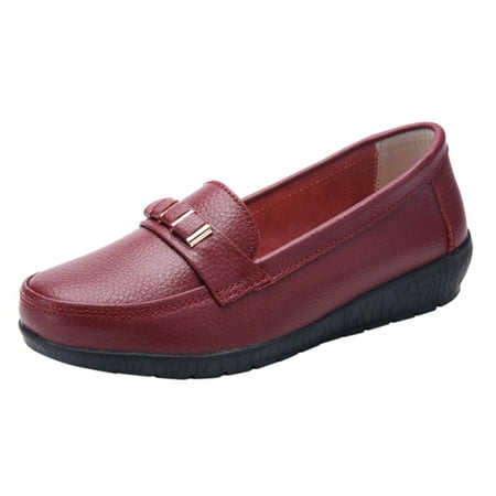 

Mortilo Fashion Womens Breathable Lace Up Shoes Flats Casual Shoes PU casual shoes for Women Wine
