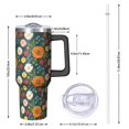 thumbnail image 2 of 40oz Pioneer Flower Floral Print Pattern Insulated Tumbler with Handle, BPA-Free Leak Proof Lid and Straws, Double Wall Vacuum, Hot 12h/Cold 34h, 2 of 6