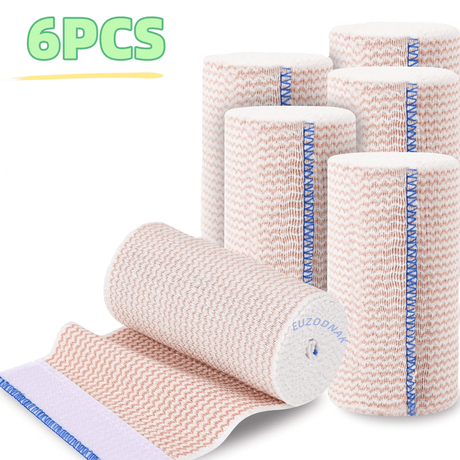 Ludolm 4 in Premium 6 Pack Elastic Bandage Wrap for Legs, Ankle, Knee, Tummy, Body Wrap, Compression Leg Wraps, Latex-Free