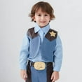 thumbnail image 5 of Baby Cowboy Outfit Kids Toddler Boys Sleeveless Western Cowboy Role Play Tops Holiday Party Coat Jacket Blue 2 Years-3 Years, 5 of 7