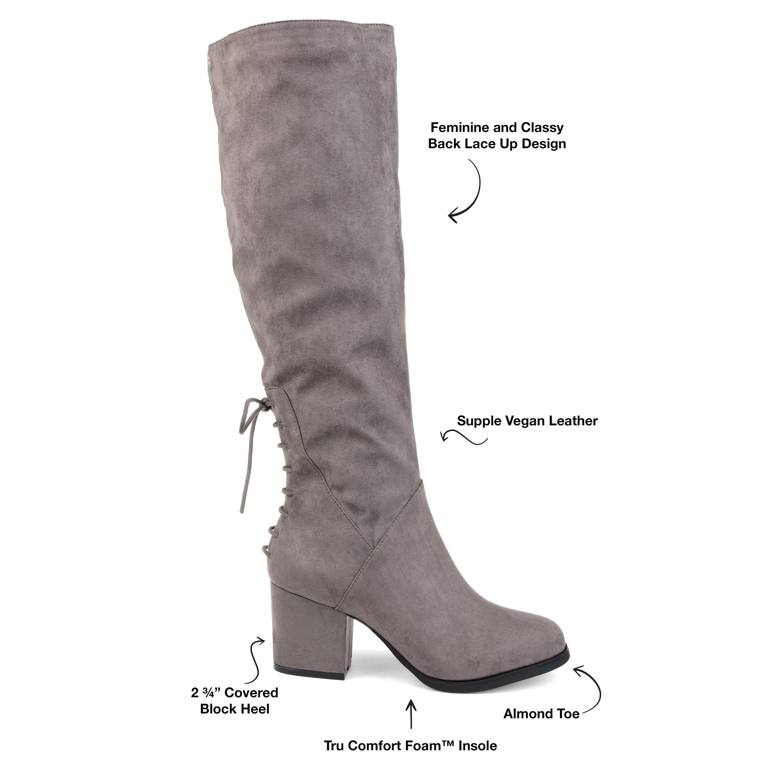 Journee Womens Leeda Extra Wide Calf Block Heel Knee High Boots