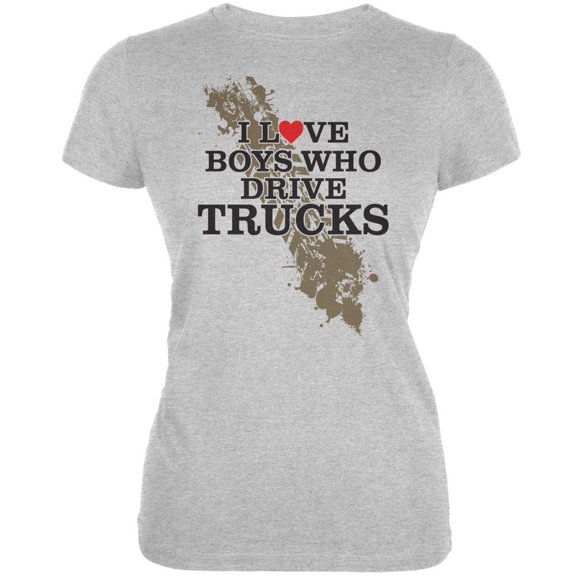 Boys Who Drive Trucks Heather Grey Juniors Soft T-Shirt - X-Large