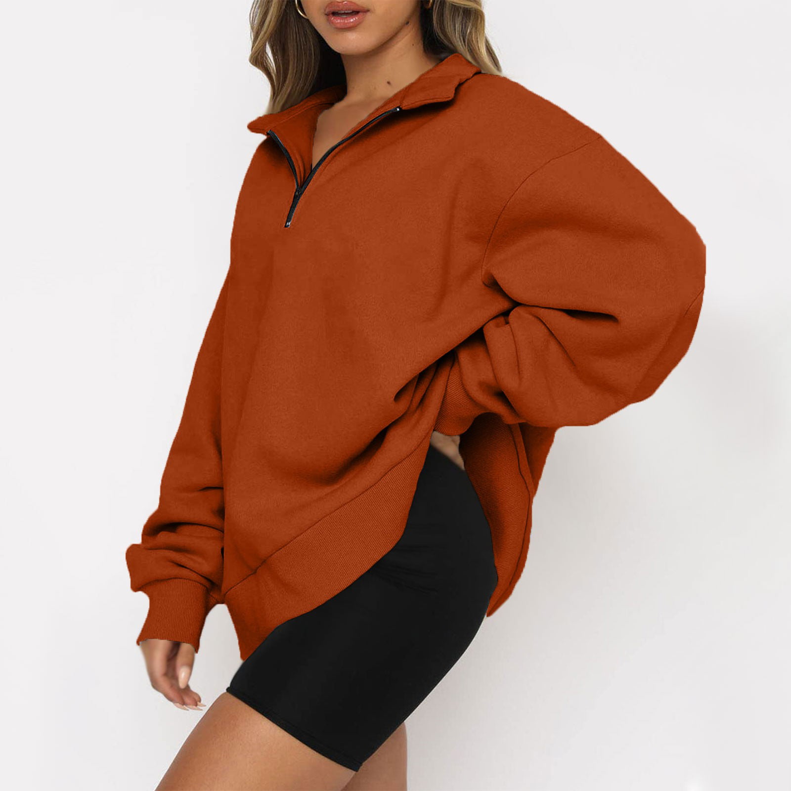 Cethrio On  Womens Quarter Zip Up Hoodies Pullover for Fall