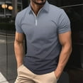 thumbnail image 4 of WREESH Men's Solid Zippered Henley Shirts Casual Printed Short Sleeve T-Shirt with Turn Down Collar a Stylish Solid Color Top with Zipper Navy, 4 of 5