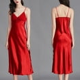 thumbnail image 2 of MSJUHEG Pajama Sets For Women 2 Piece Pj Sets For Woman Womens Pajamas Silk Pajamas For Women Solid Color Leisure Polyester 1 Nightgown Sleepwear Sets Scoop Neck Sleeveless Red L, 2 of 9