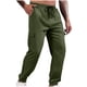 thumbnail image 1 of Pantalones largos para hombre, color sólido, bolsillo, cintura elástica, cordón ajustable, pantalones casuales de poliéster para hombre, 1 of 5