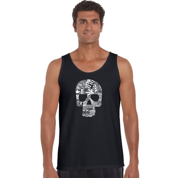 LA Pop Art Men's Word Art Tank Top - Sex, Drugs, Rock & Roll