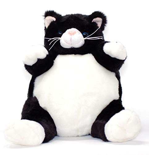 black and white cat stuffed animal