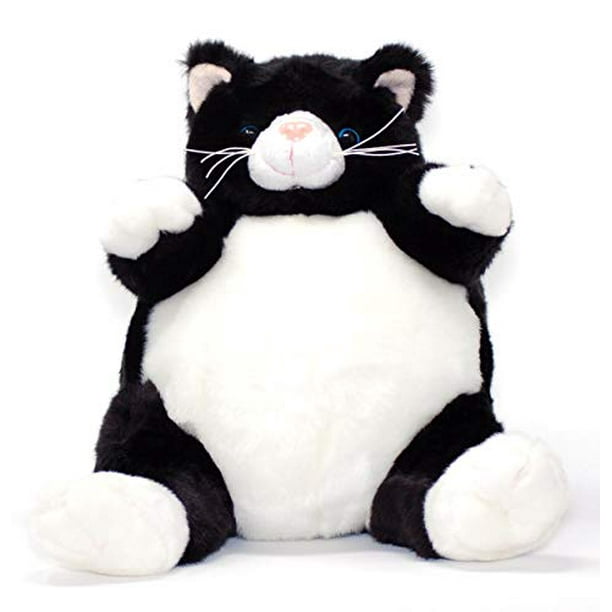 black and white cat plush toy